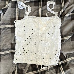 Abercrombie & Fitch polka dot tie front top